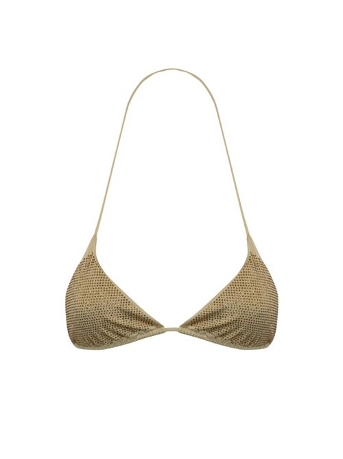 Costume da bagno top Annabelle con strass Beige Gold Mc2 Saint Barth | ANNABELLE05811H SHINY STRASS GOLD